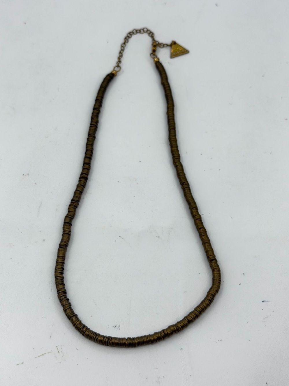 Anthropologie Serefina Brass Gold Tone Metal Disc Chain Necklace Boho 17”